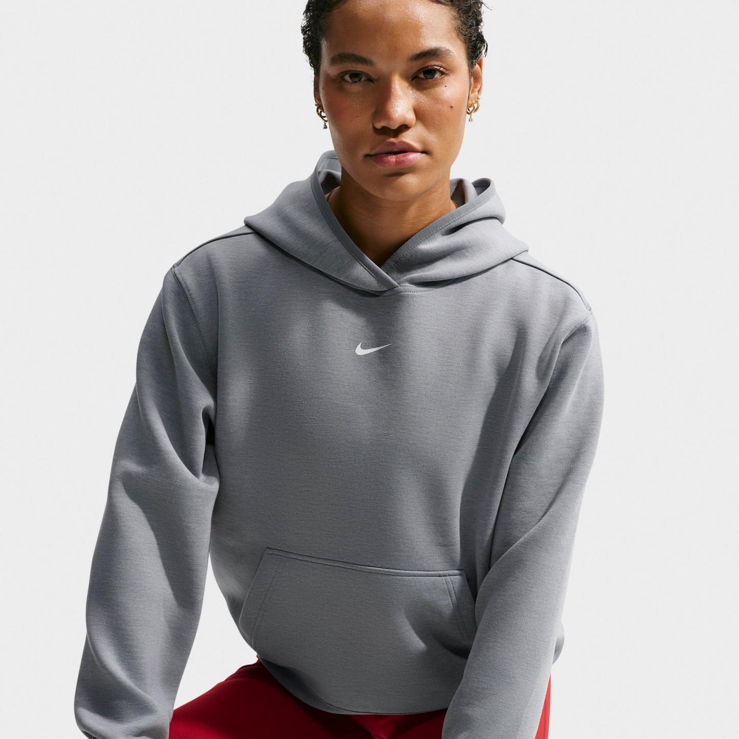 Women's Nithtke Studio Fleece Sport Dri-FIT Pullover Hoodie - Smoke Grey/Heather/White