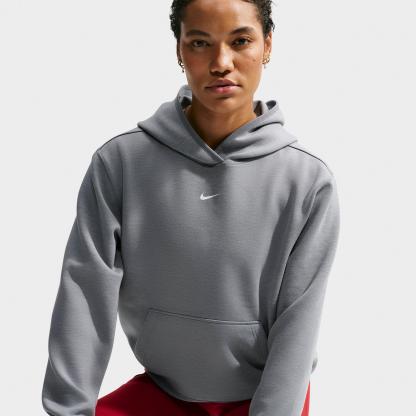 Women's Nithtke Studio Fleece Sport Dri-FIT Pullover Hoodie - Smoke Grey/Heather/White