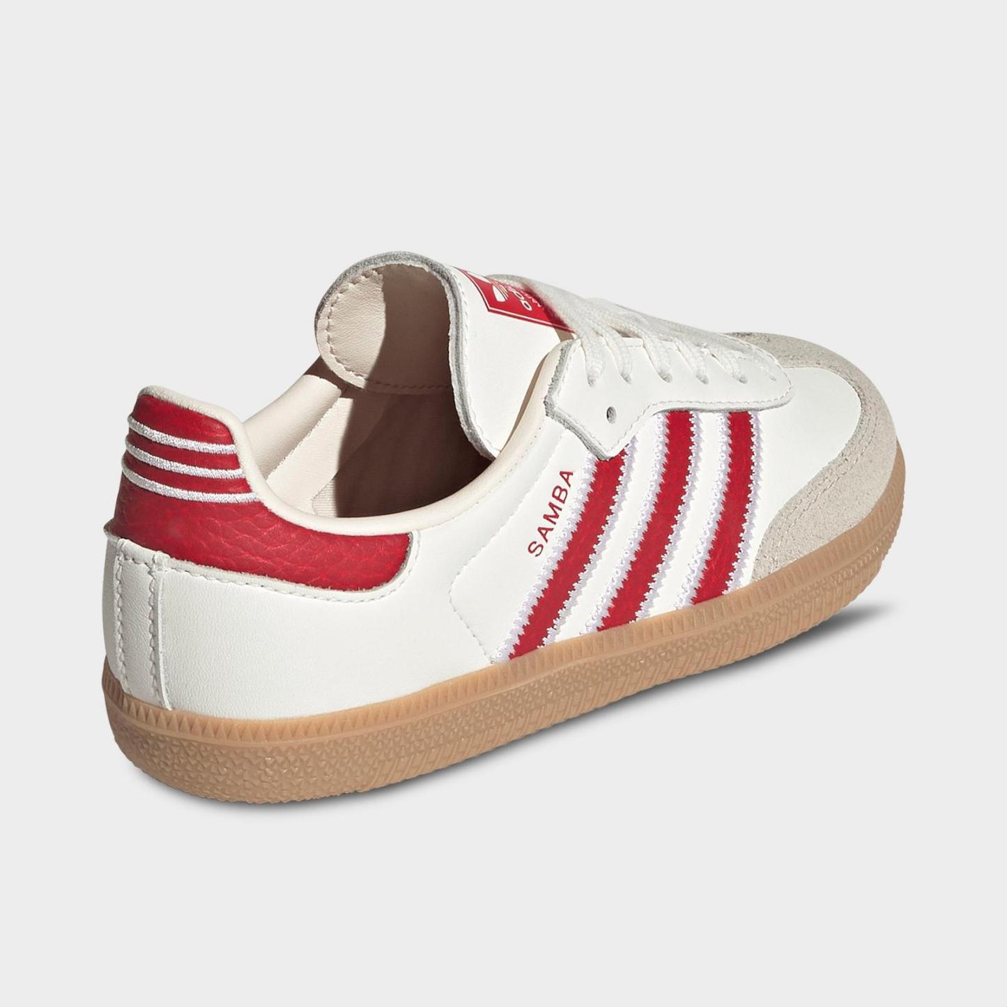 Little Kids' adidas Originals Samba OG Casual Shoes - Off White/Better Scarlet/Gum - view 4