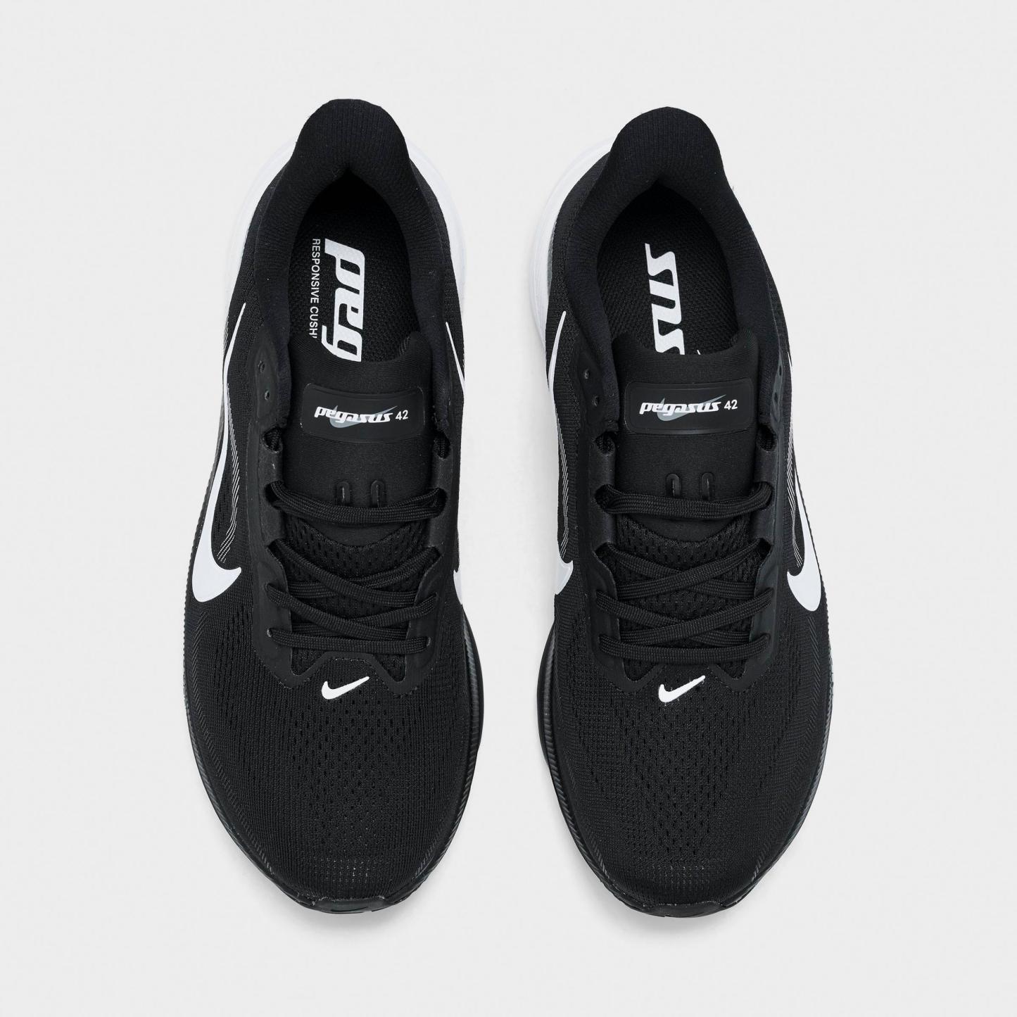 Men's Nithtke Pegasus 42 Running Shoes - Part 1 - Black/Photon Dust/White - Top view