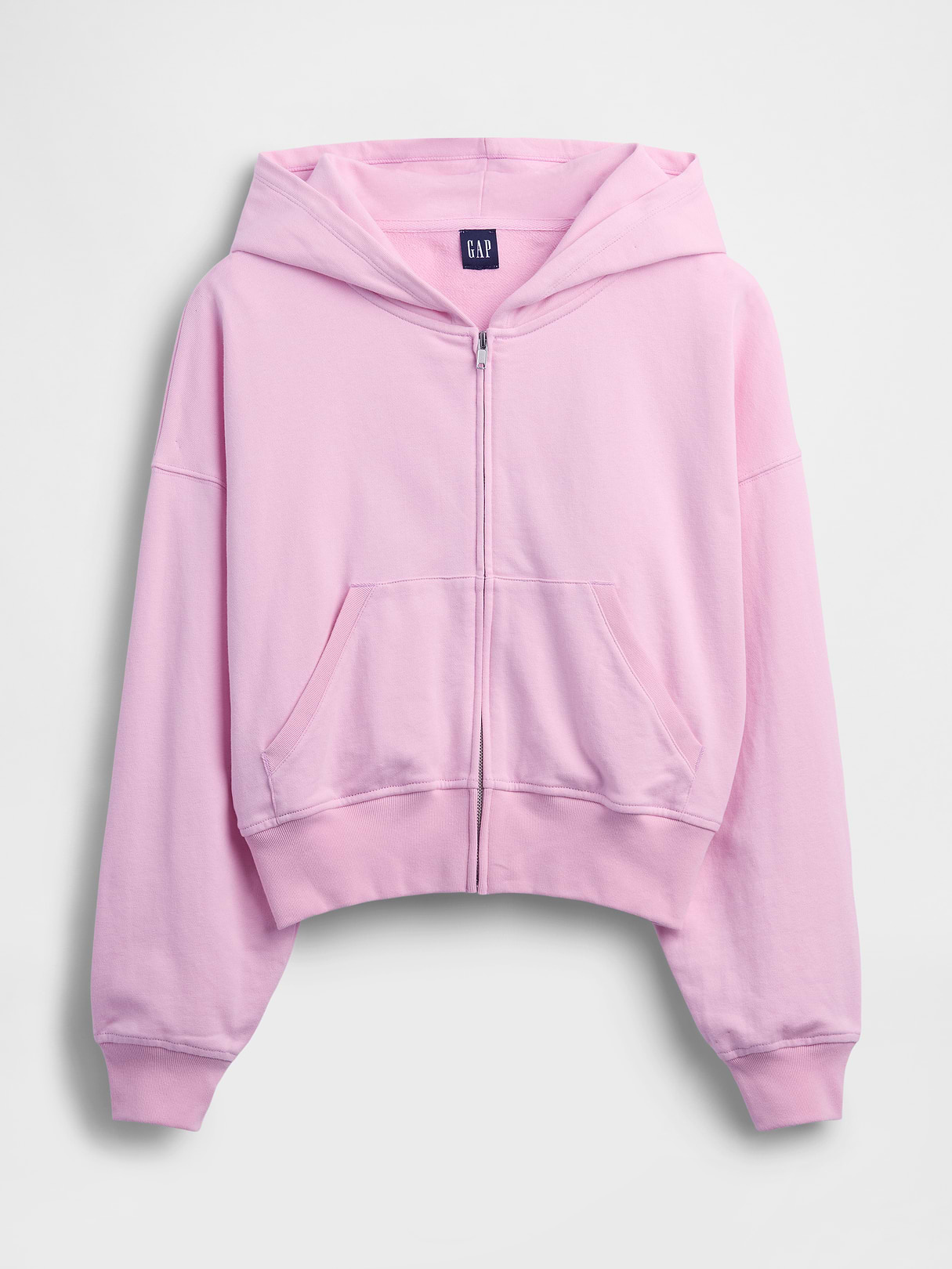 VintageSoft Terry Oversized Wedge Zip Hoodie - Primrose pink