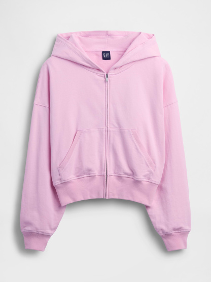 VintageSoft Terry Oversized Wedge Zip Hoodie - Primrose pink