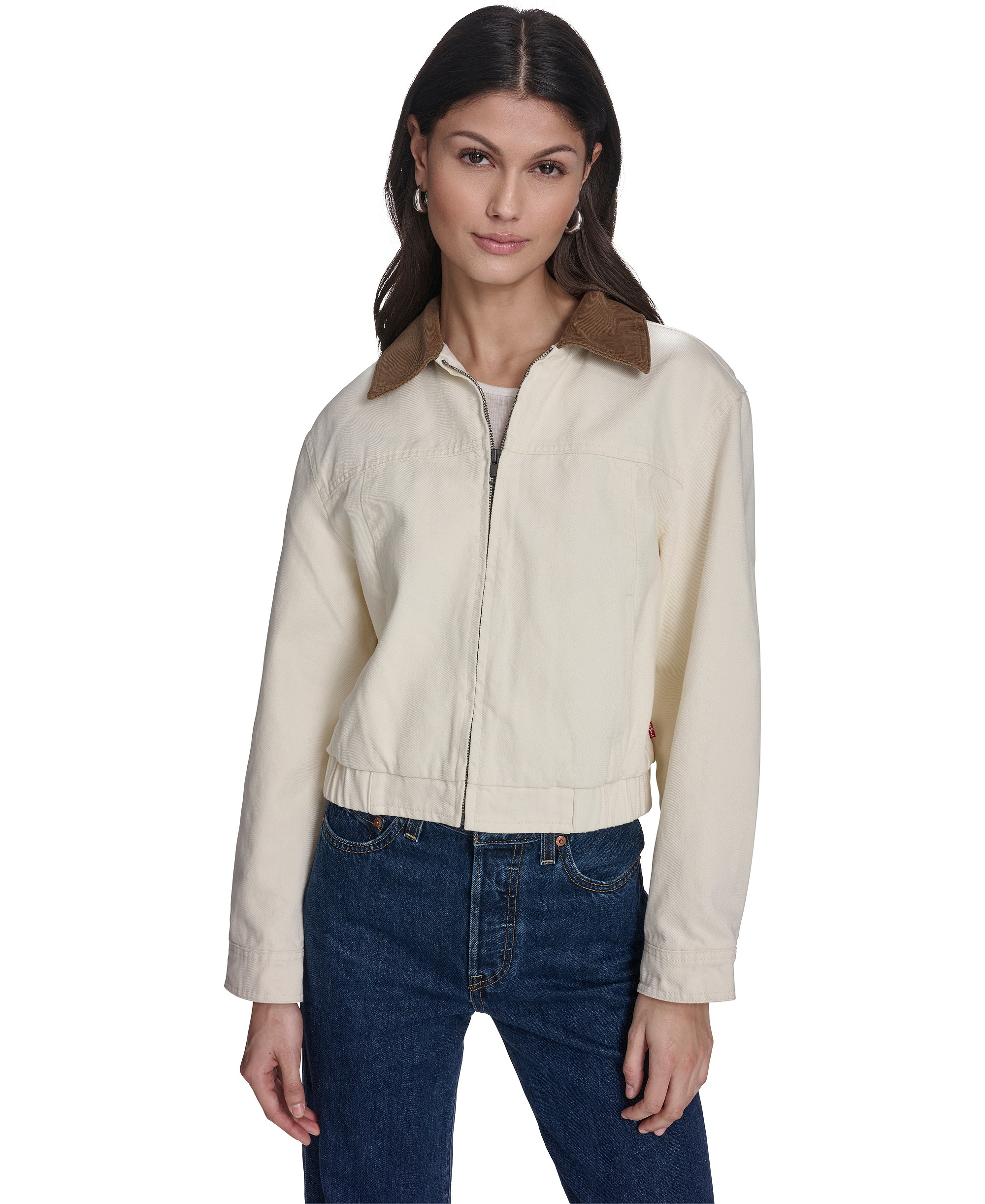 Levi's Women's Zip-Front Laydown Collar Coat - Ecru