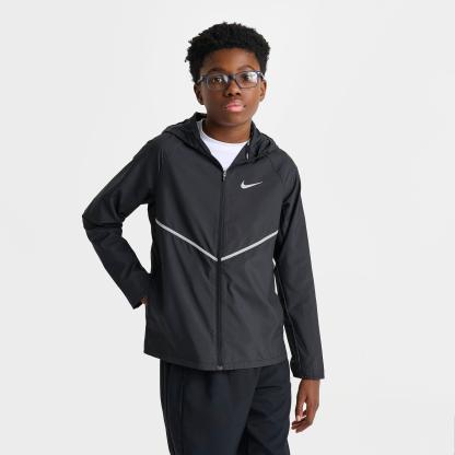 Big Kids' Nithtke Miler Full-Zip Training Jacket - Black/Reflective Silver (IO3389-010)