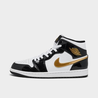 Men's Air Jordan Retro 1 Mid SE Casual Shoes - Black/Metallic Gold/White - view 1