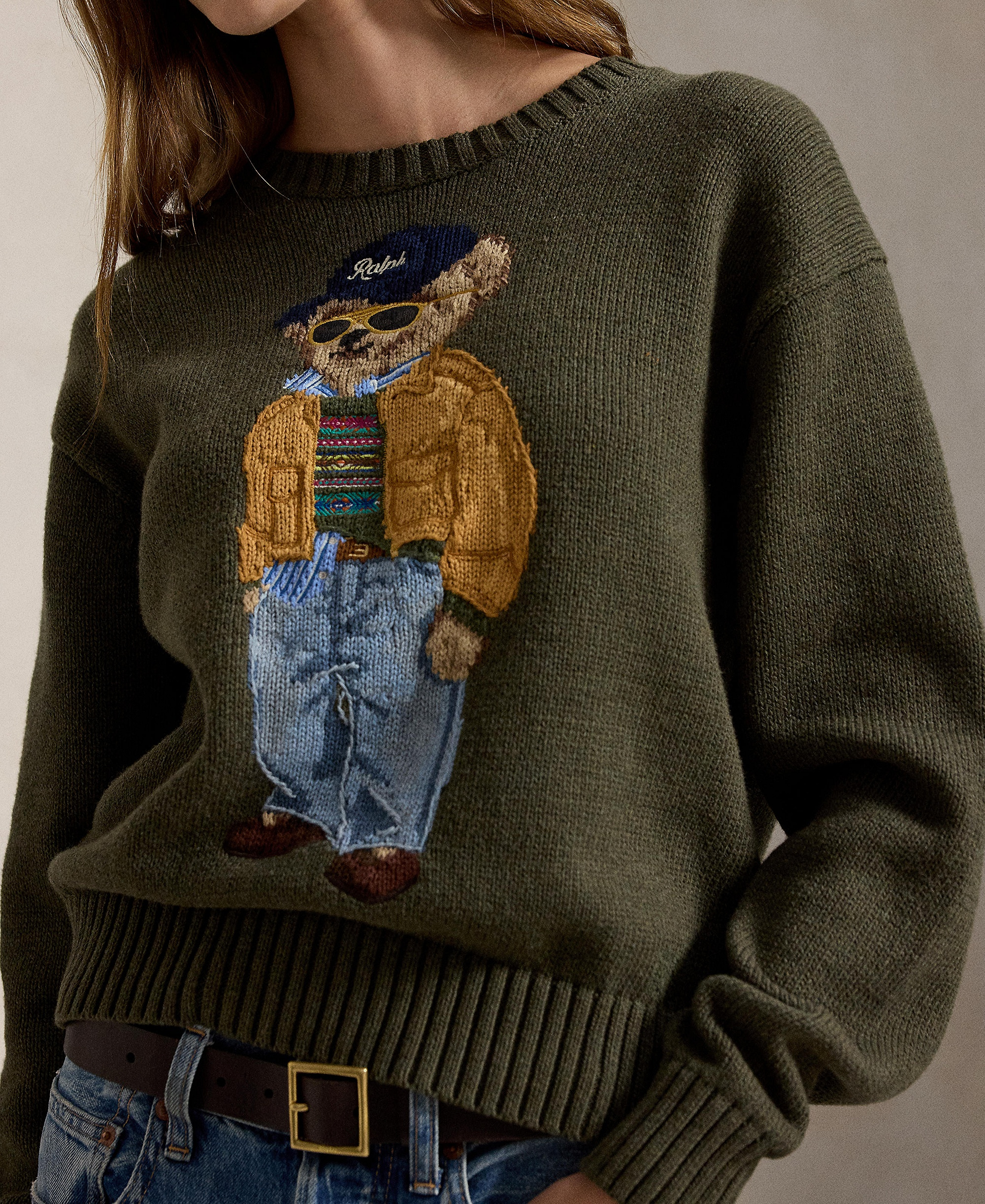 Polo Ralph Lauren Women's Cotton Crewneck Sweater - Marled Olive