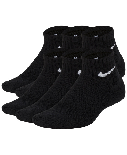Nike Big Kids' Cushioned Ankle Socks, 6 Pairs - Black