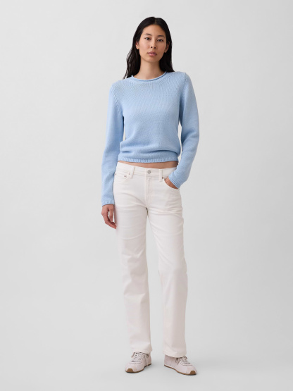 Mid Rise Corduroy Relaxed Straight Pants - Winter white