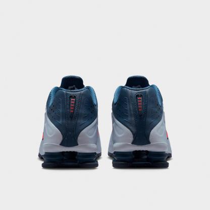 Men's Nithtke Shox R4 Casual Shoes - Football Grey/New Slate/Blue Eclipse/Bright Crimson - Back view