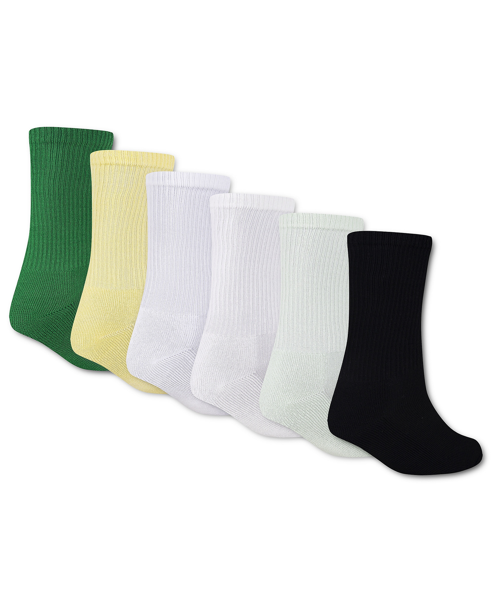 Jordan Boys' and Girls' 5-11 Everyday Essentials Crew Socks, 6-Pack - Lucky Green