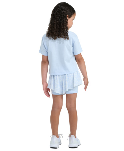adidas Girls' 2T-6X Short-Sleeve Graphic T-Shirt and Printed Flowy Shorts, 2-Piece Set - Light Blue