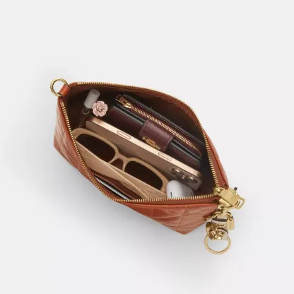 Caitlin Shoulder Bag With Quilting And Charm - Gold/Cinnamon - view 5