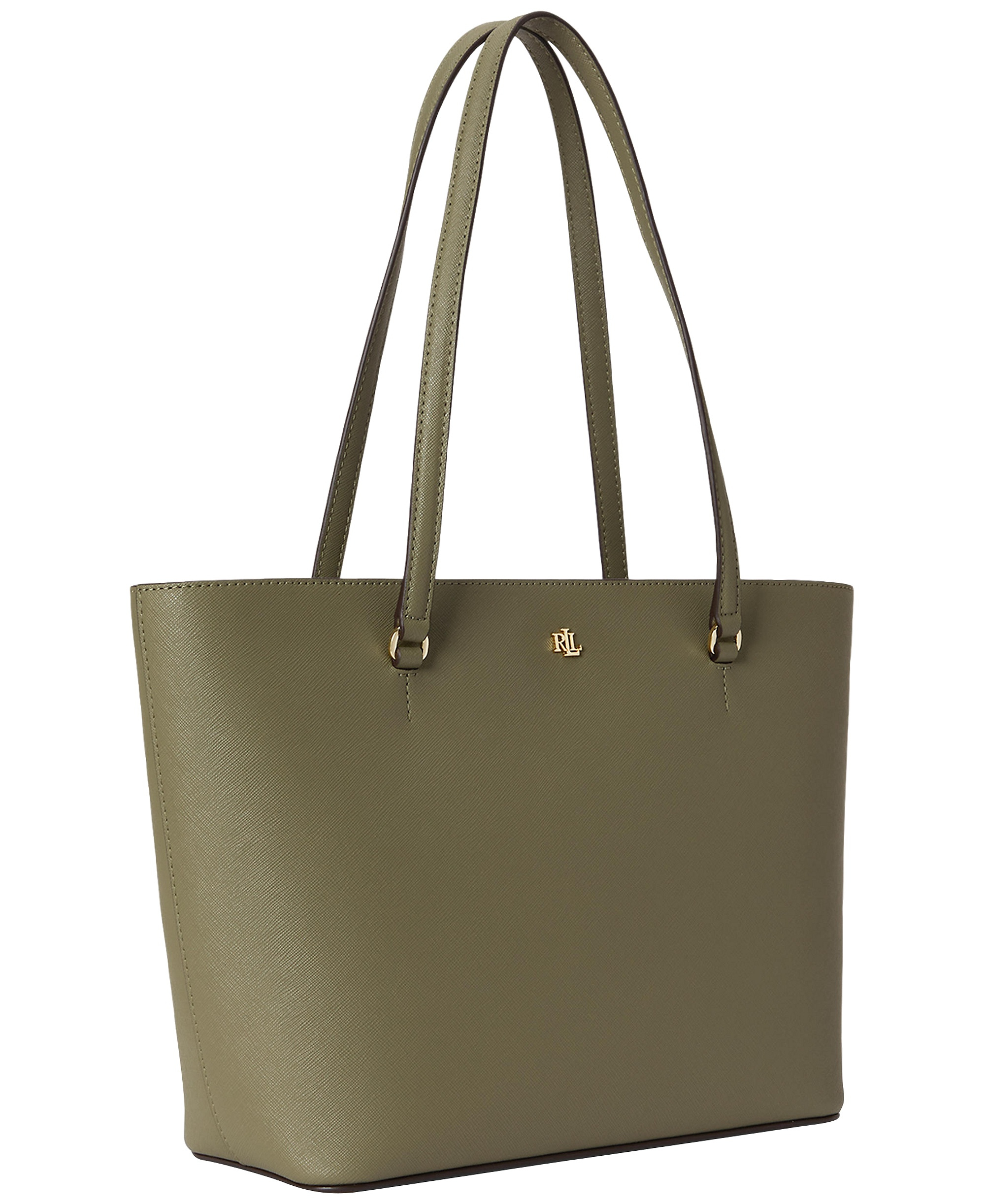 Lauren Ralph Lauren Crosshatch Leather Karly Medium Shopper Tote Handbag - Sage Green