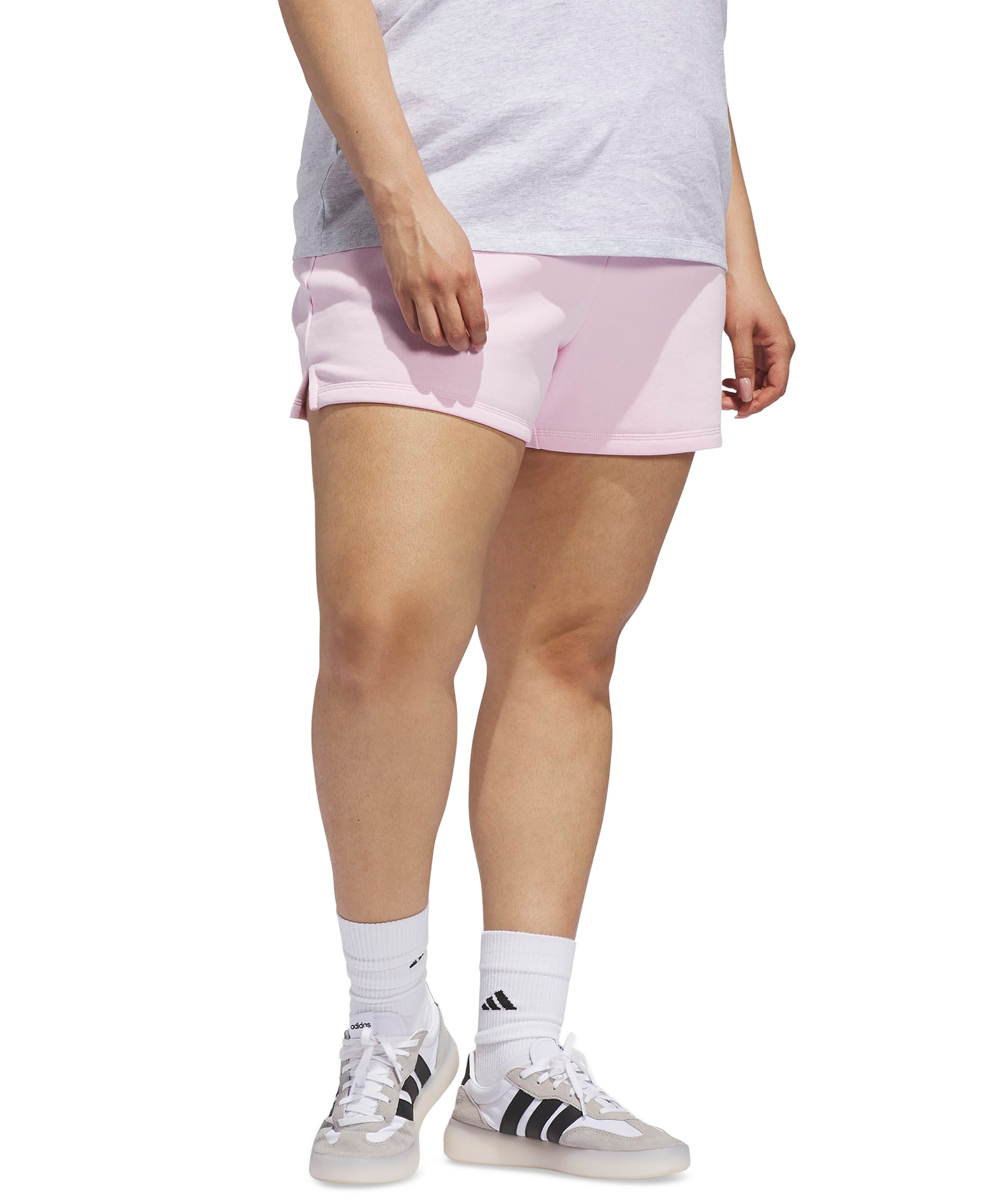 adidas Plus Size Essentials Small Logo Shorts - Clear Pink