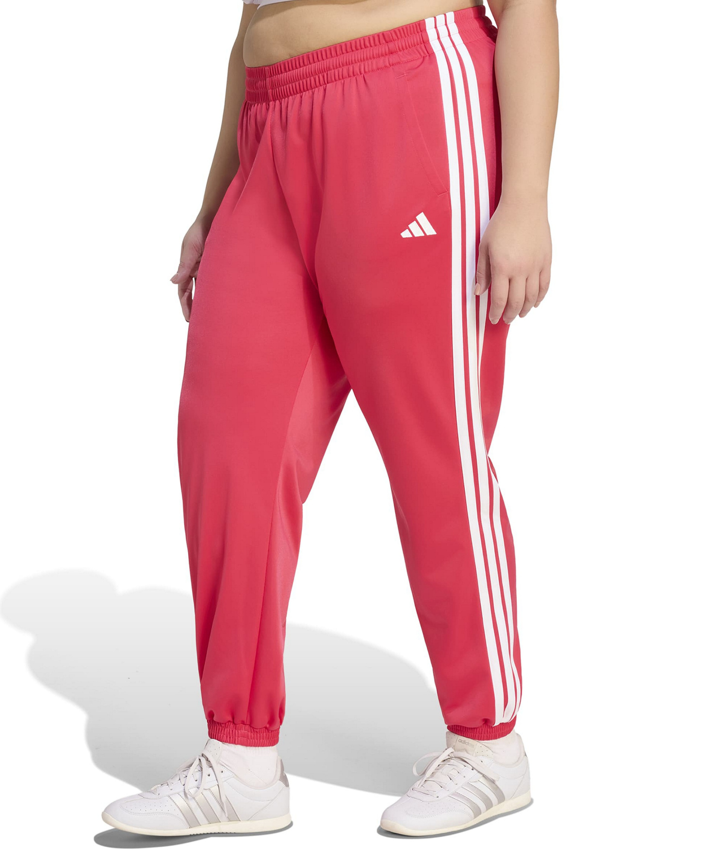 adidas Plus Size Tricot 3-Stripes Track Pants - Power Pink