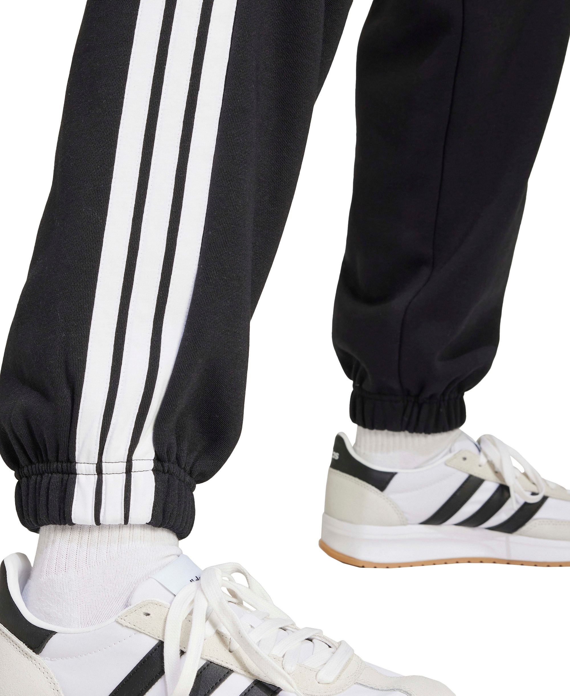 adidas Women's Essentials 3-Stripes Pull-On Fleece Loose Pants - Black/White
