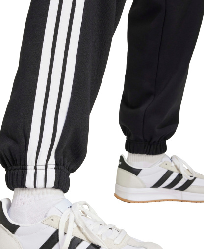 adidas Women's Essentials 3-Stripes Pull-On Fleece Loose Pants - Black/White