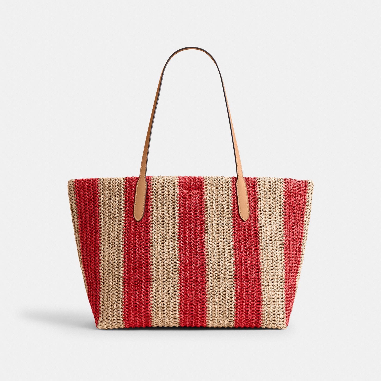 City Tote Bag With Stripes And Charm - Gold/Red/Tan - view 6