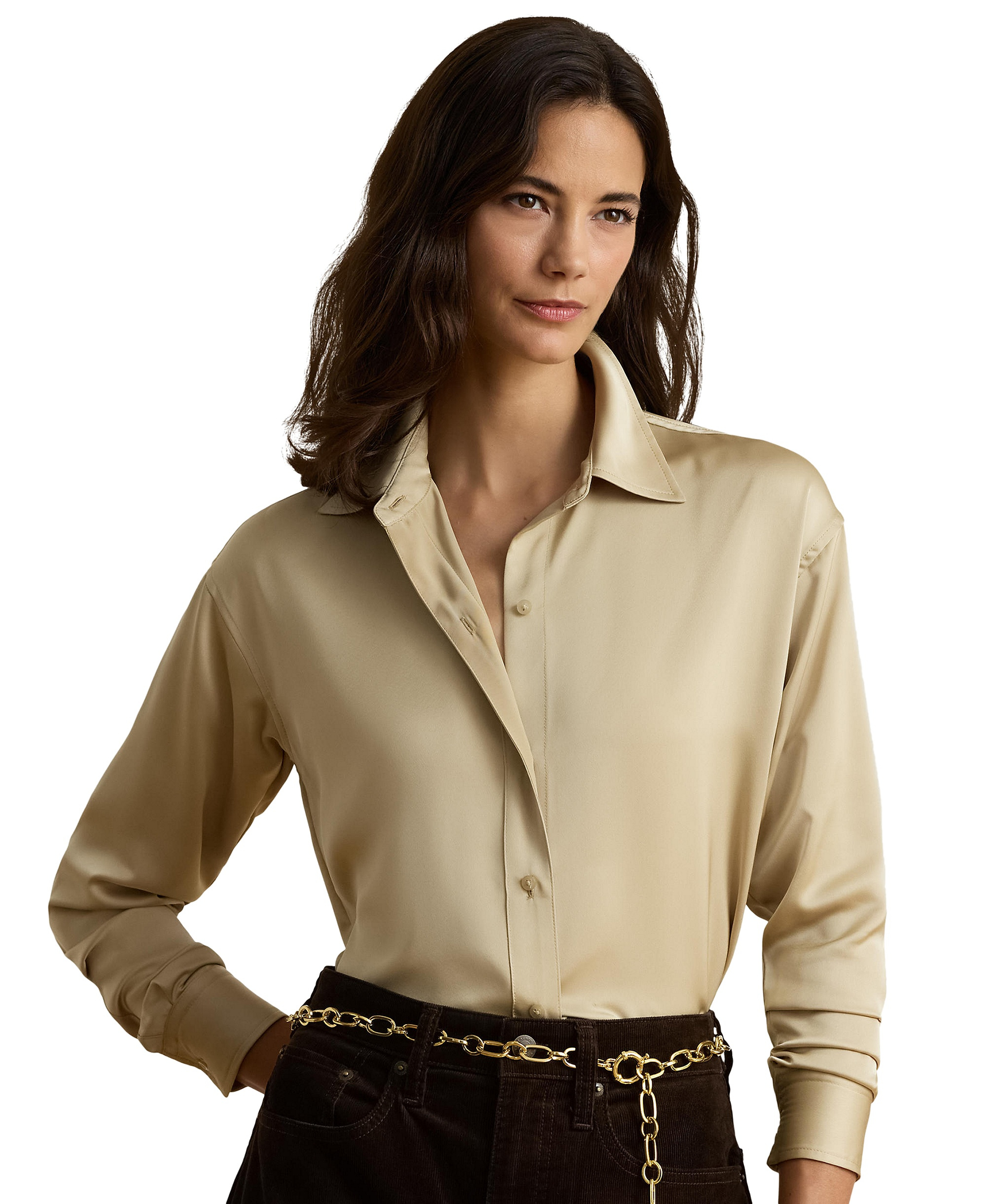 Lauren Ralph Lauren Women's Relaxed-Fit Satin Charmeuse Shirt