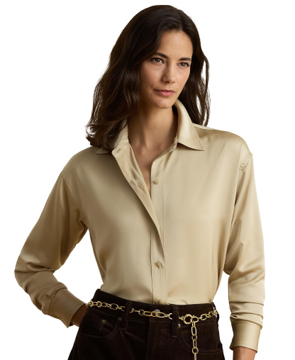 Lauren Ralph Lauren Women's Relaxed-Fit Satin Charmeuse Shirt