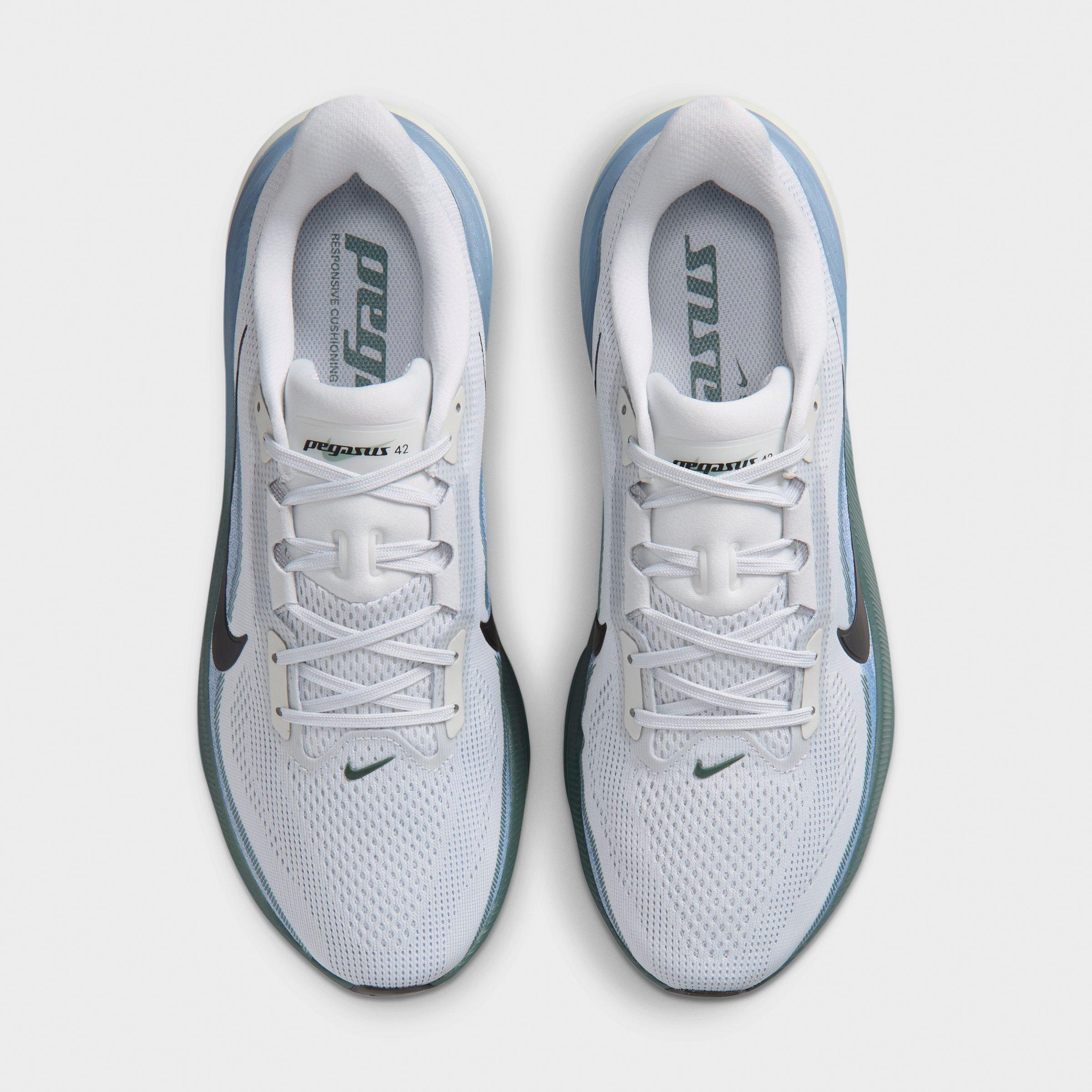 Men's Nithtke Pegasus 42 Running Shoes - Part 1 - Pure Platinum/Work Blue/Mineral Slate/Dark Obsidian - Top view