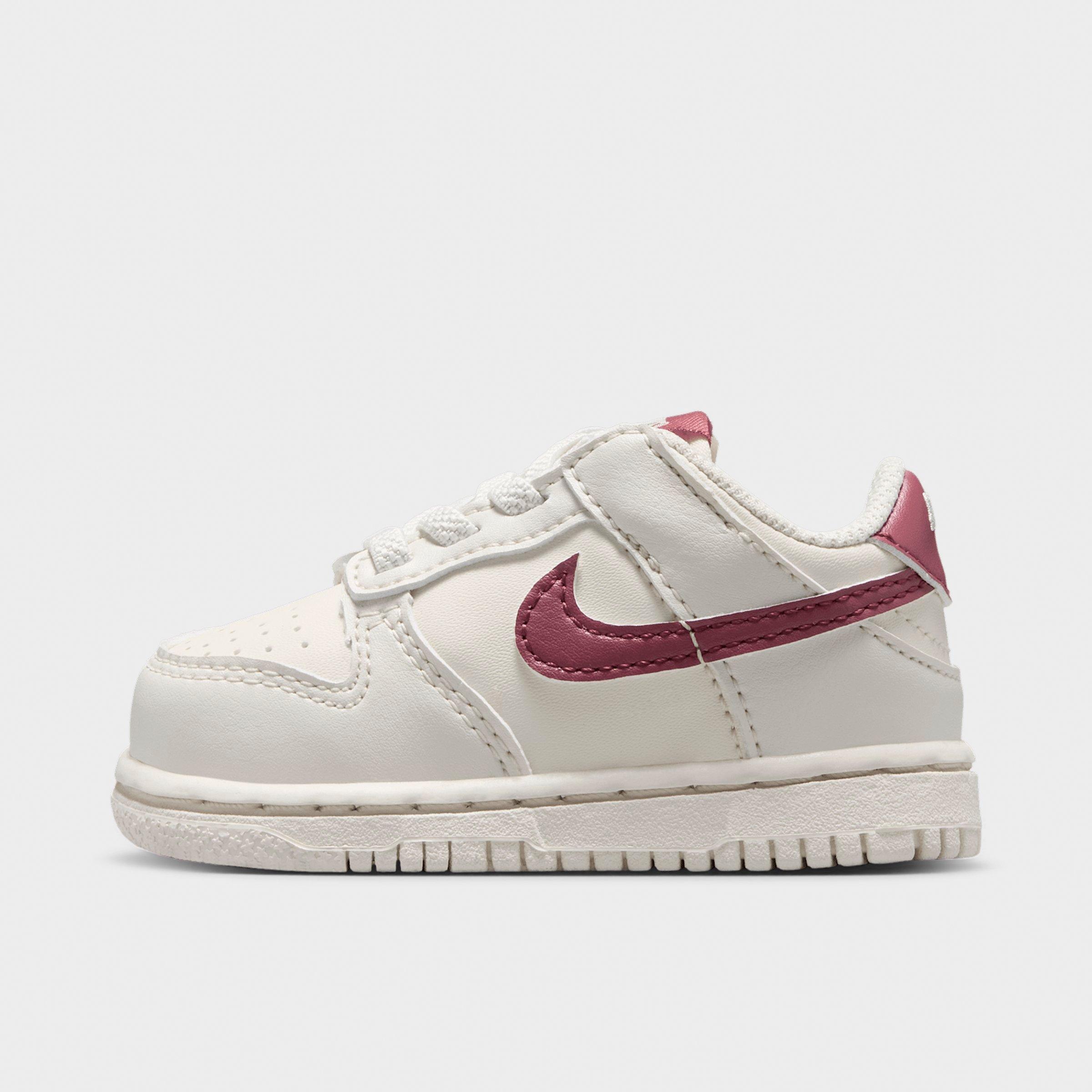 Kids' Toddler Nithtke Dunk Low Casual Shoes - Soft Pearl/Pink Smoke - Left shoe facing left. Outside of the shoe.