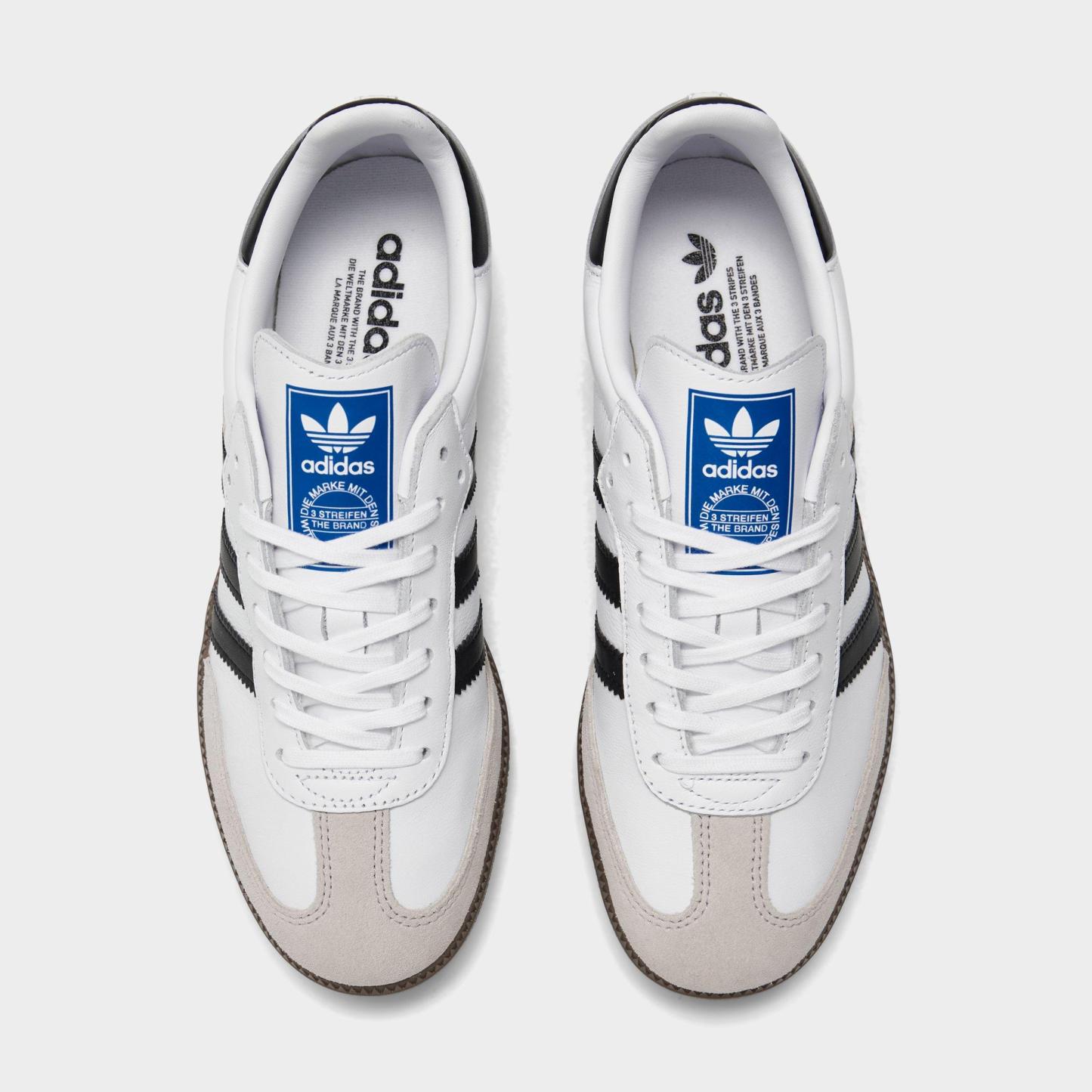 Big Kids' adidas Originals Samba OG Casual Shoes - Part 1 - Footwear White/Core Black/Gum - Top view