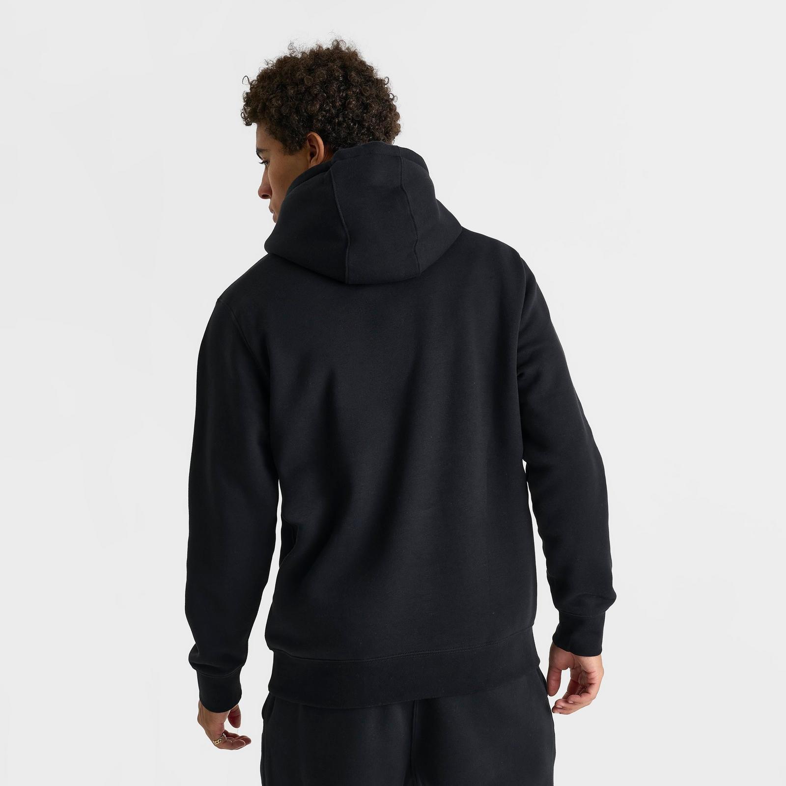 Men's Nike Club Fleece Premium Embroidered Pullover Hoodie - Black/Black/White