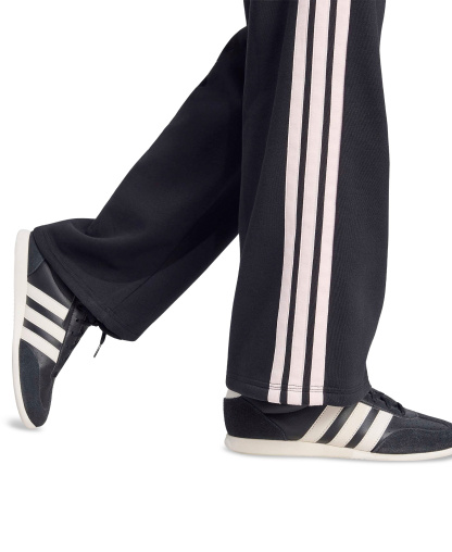 adidas Women's Essentials 3-Stripes Fleece Slim Pants - Black/Clear Pink
