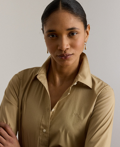 Lauren Ralph Lauren Women's Classic Fit Long-Sleeve Shirt - Birch Tan