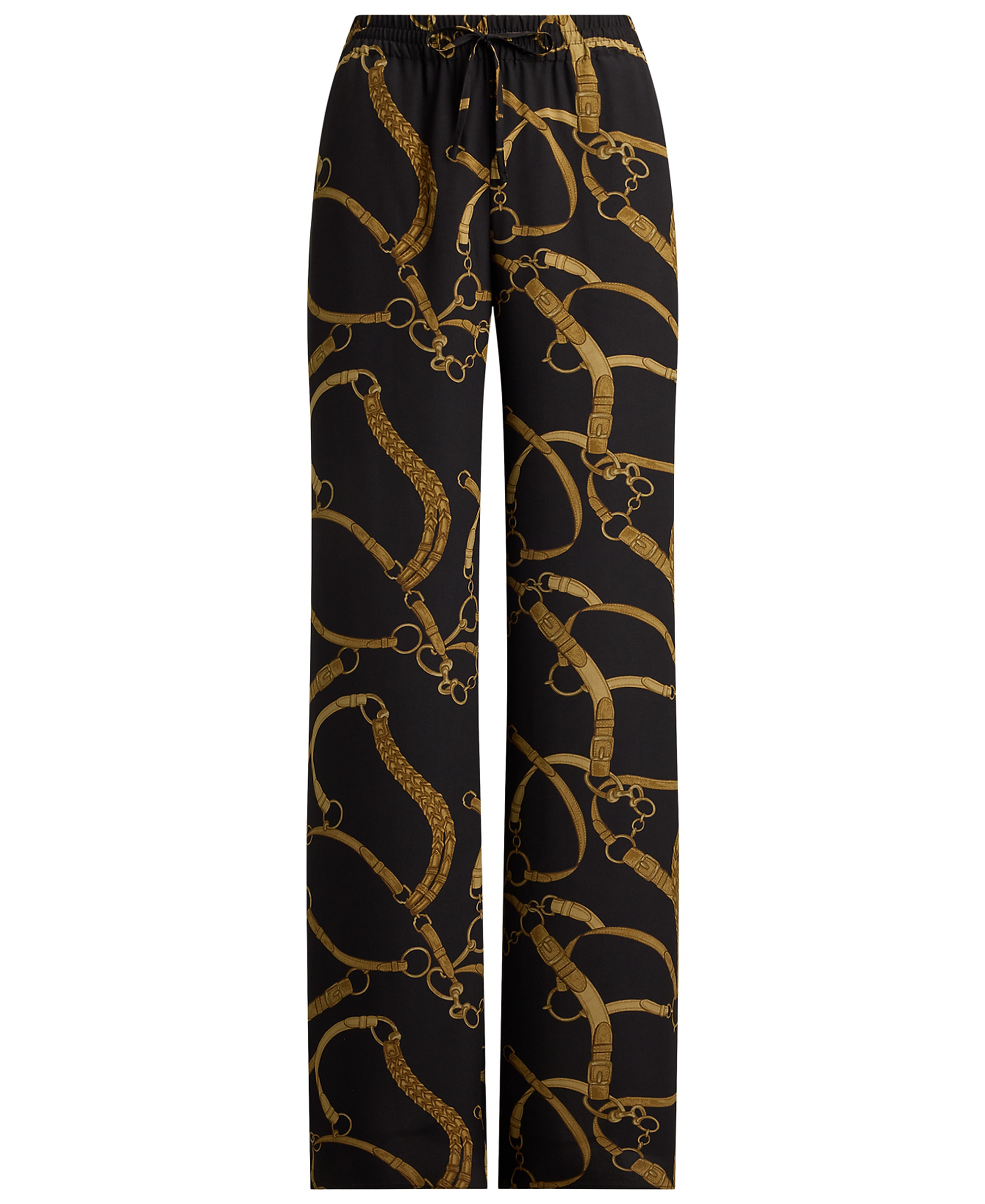 Lauren Ralph Lauren Women's Belting-Print Wide-Leg Pants - Black/tan