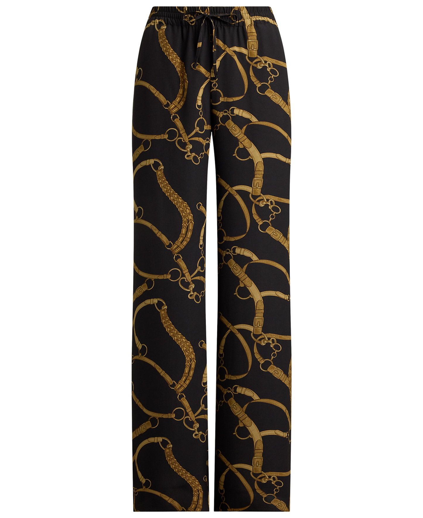 Lauren Ralph Lauren Women's Belting-Print Wide-Leg Pants - Black/tan