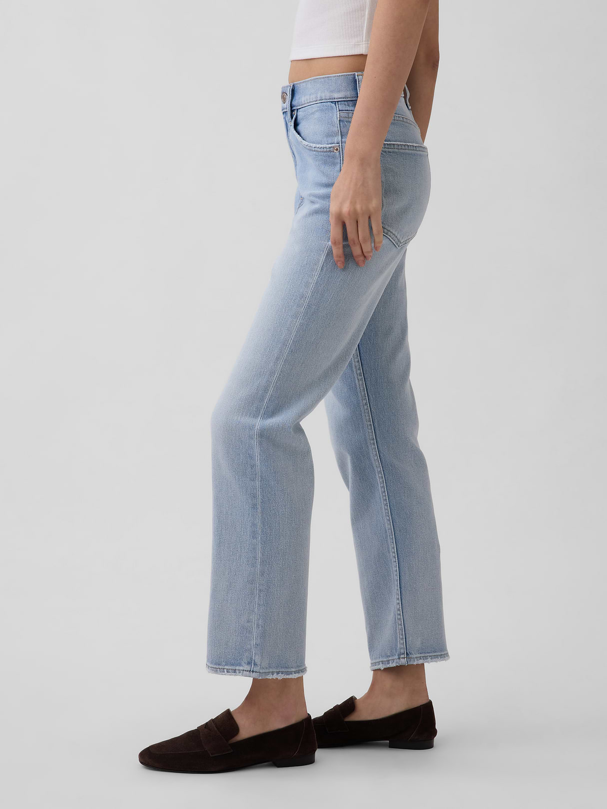 High Rise ’90s Slim Straight Crop Jeans - Light indigo