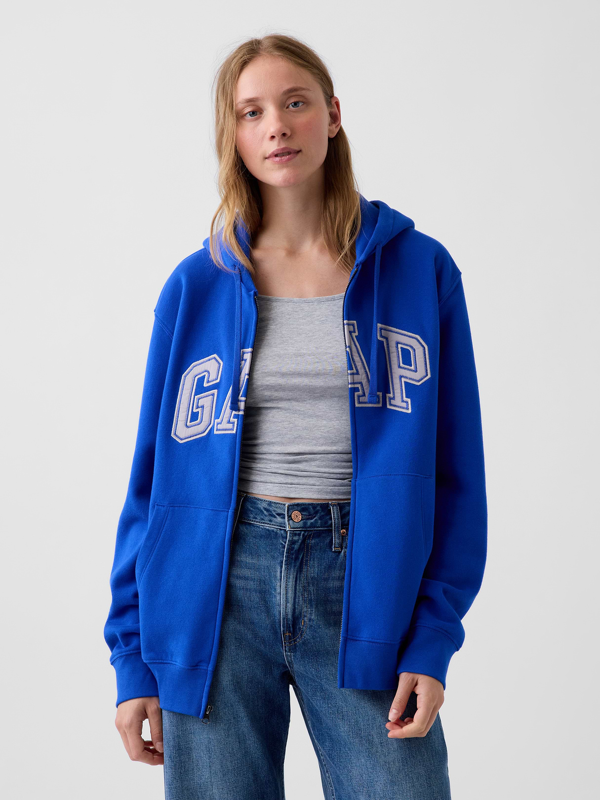 Adult VintageSoft Arch Logo Zip Hoodie - Active blue