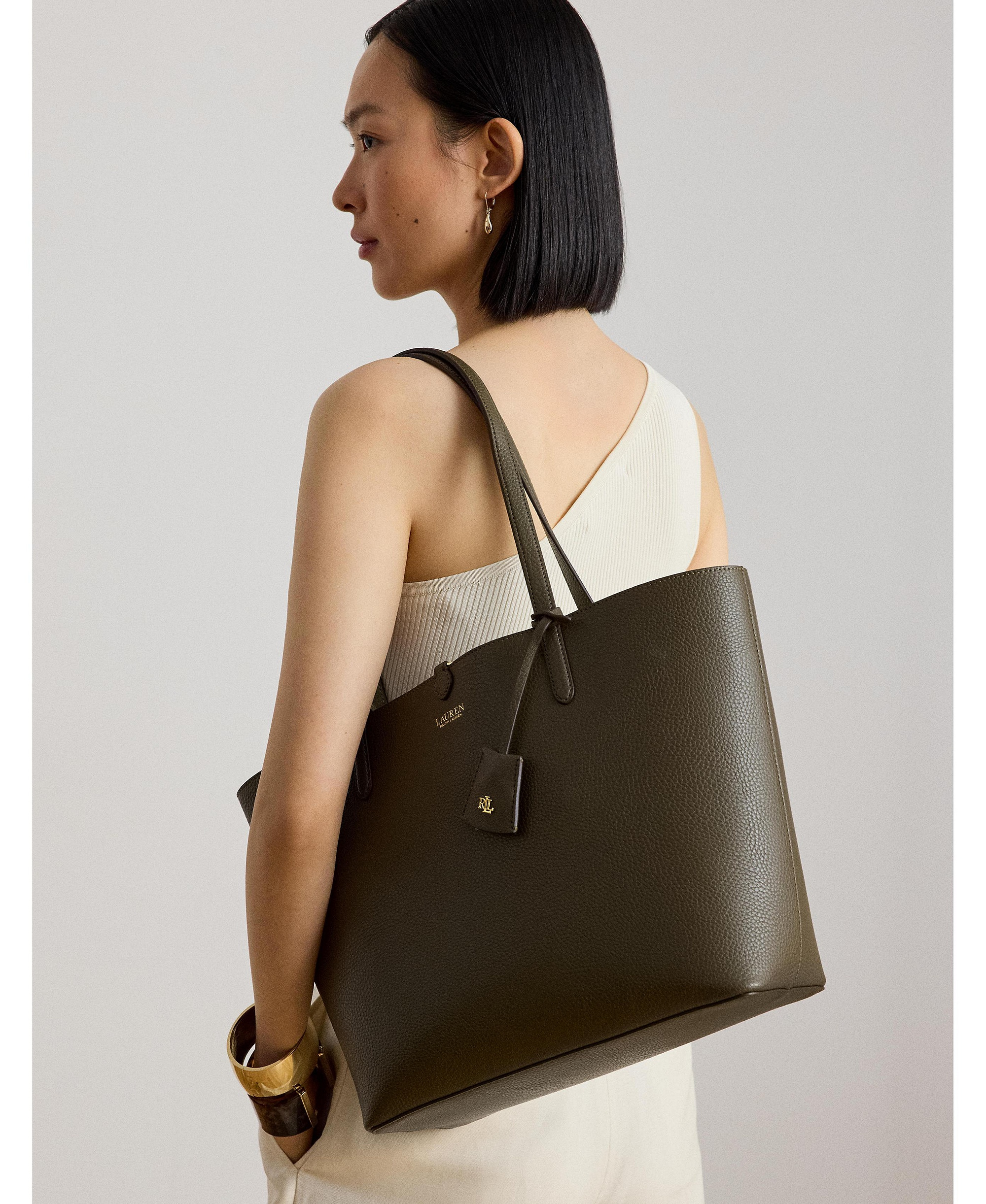 Lauren Ralph Lauren Faux-Leather Reversible Extra Large Tote Handbag - Botanic Green/Sage Green