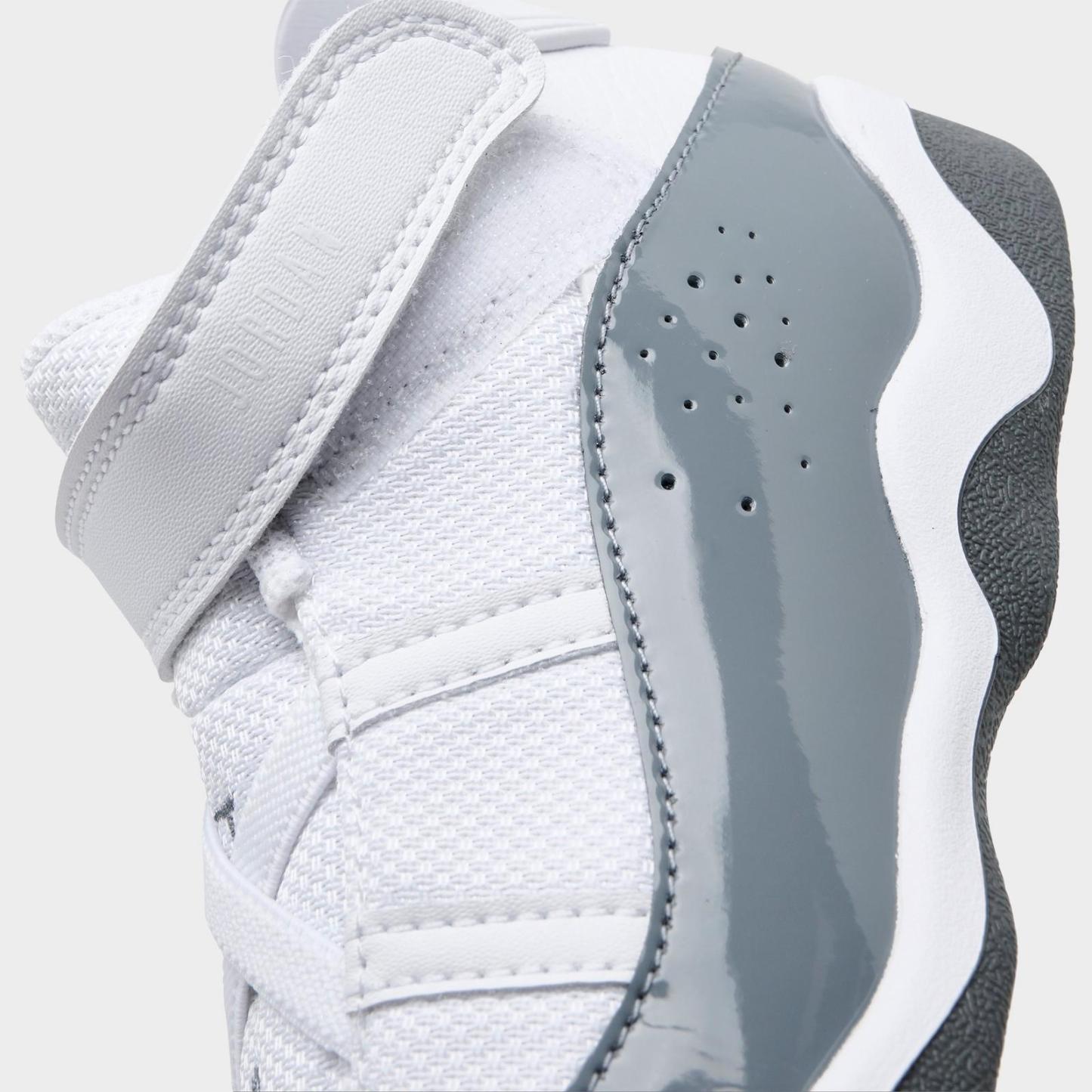 Kids' Toddler Air Jordan 6 Rings Basketball Shoes - White/Grey - Left shoe facing left. Outside of the shoe. - view 3