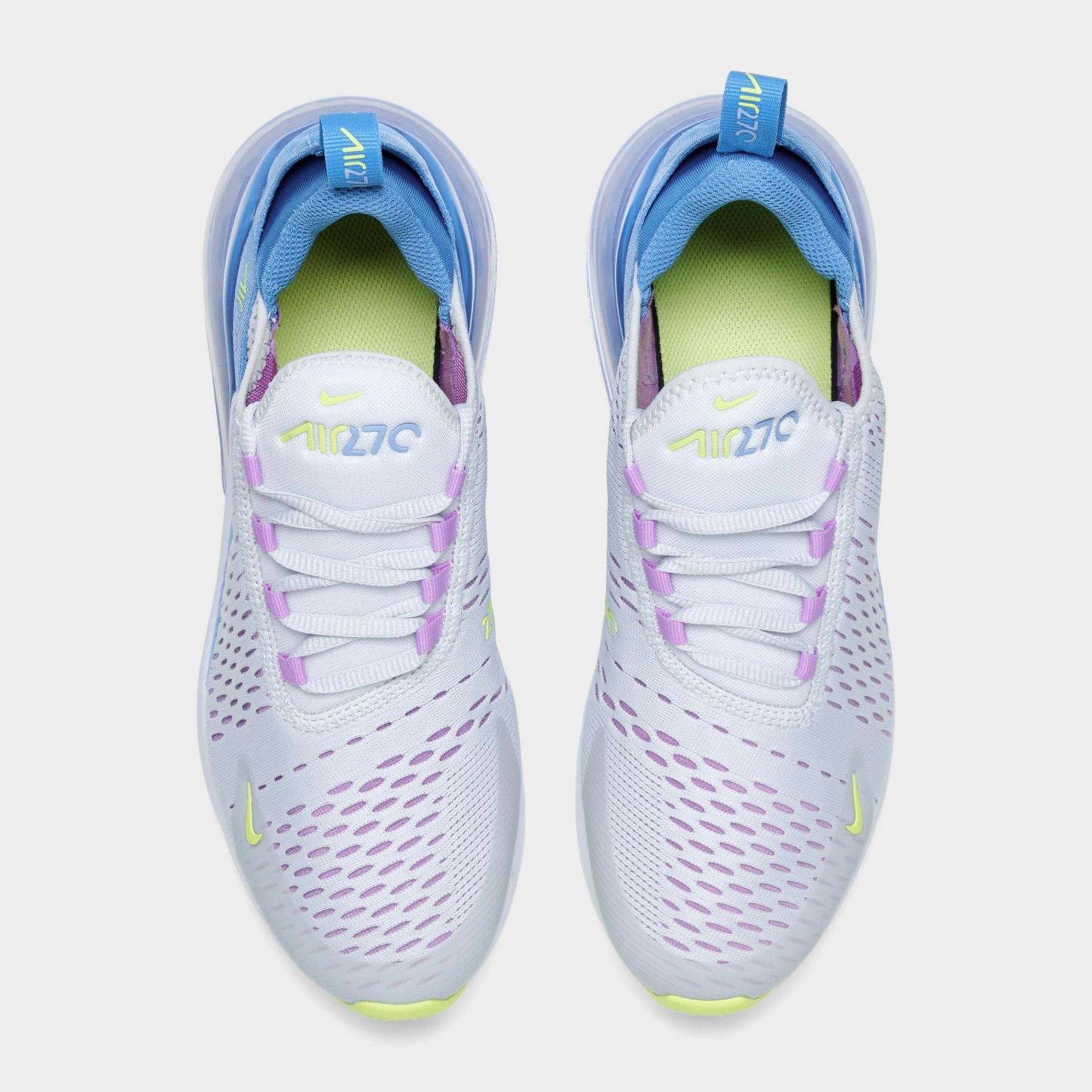 Big Kids' Nithtke Air Max 270 Casual Shoes - Pure Platinum/Rush Fuchsia/Blue Beyond/Light Lemon Twist - Top view