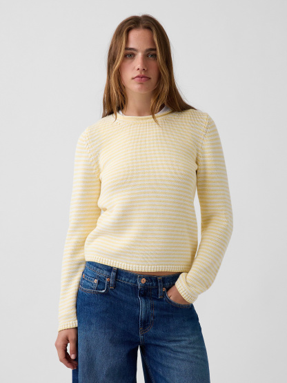 100% Cotton Rollneck Sweater - Yellow stripe