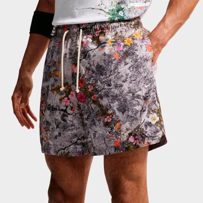 Men's Nithtke Standard Issue Dri-FIT 5" Practice Graphic Print Woven Basketball Shorts - Cement Grey/Pale Ivory