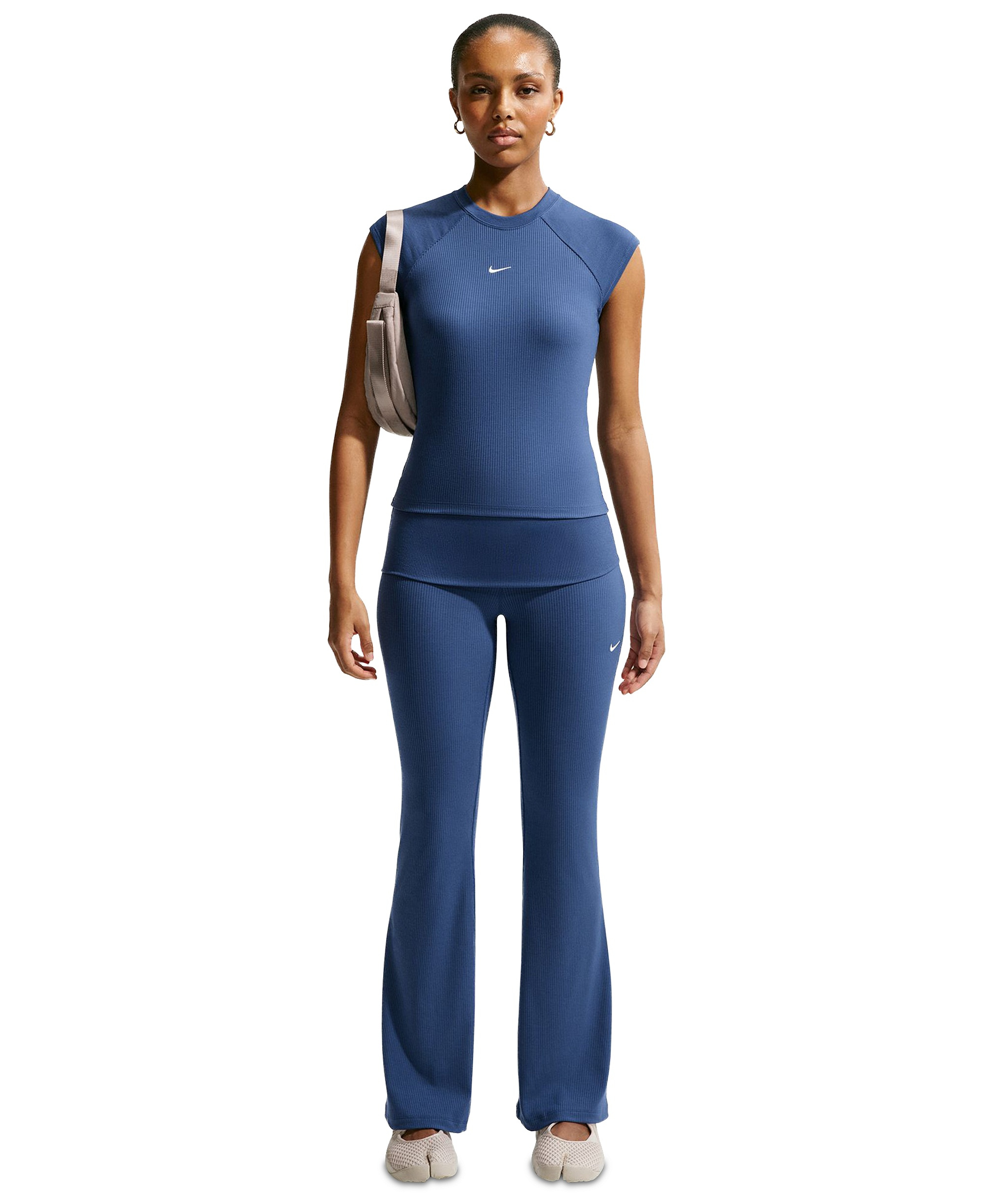 Nike Women's Sportswear Chill Knit Mid-Rise Tight Ribbed Pants - Mystic Navy/sail