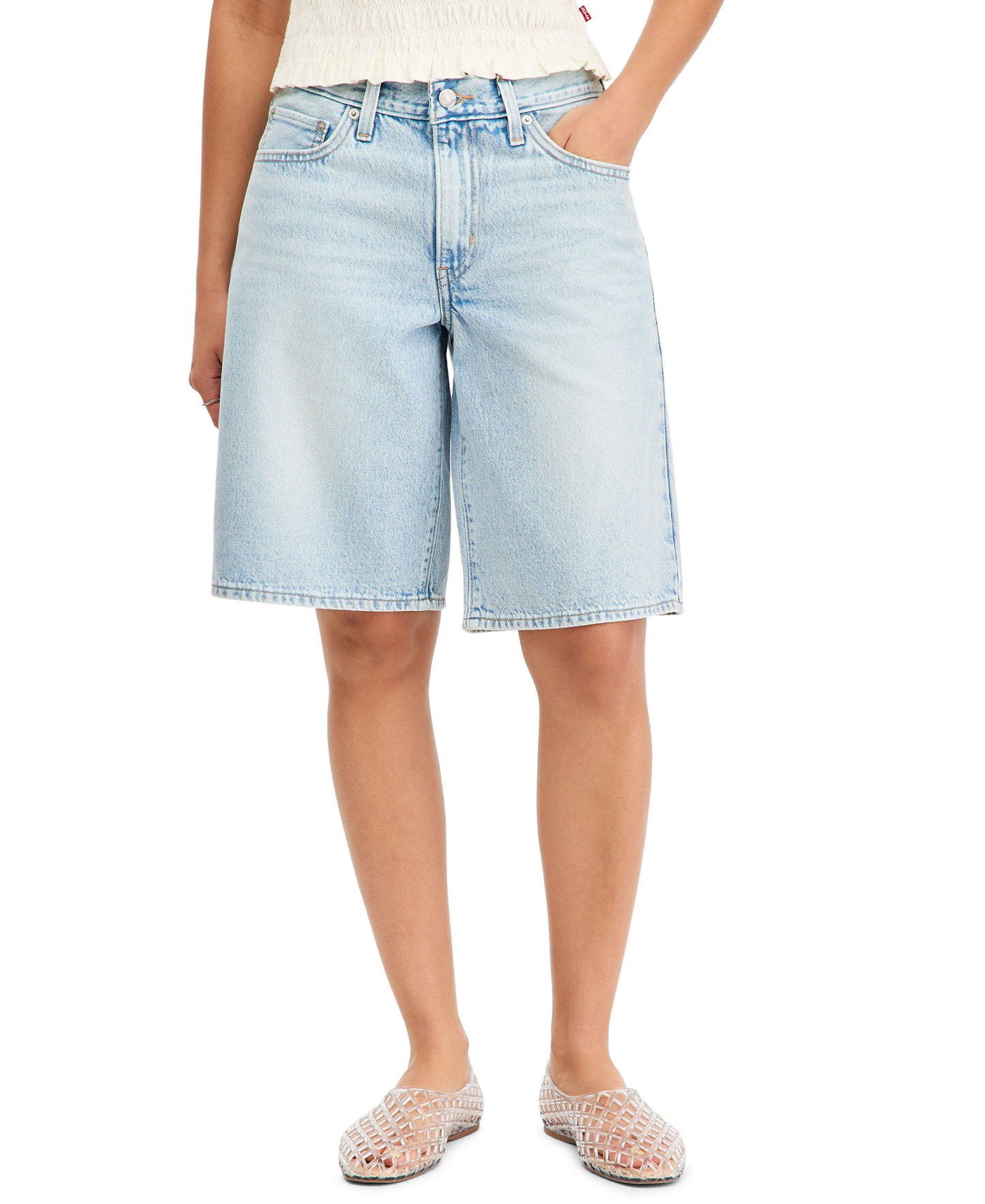 Levi's Women's Mid-Rise Baggy Jort - Abraided Art Jort