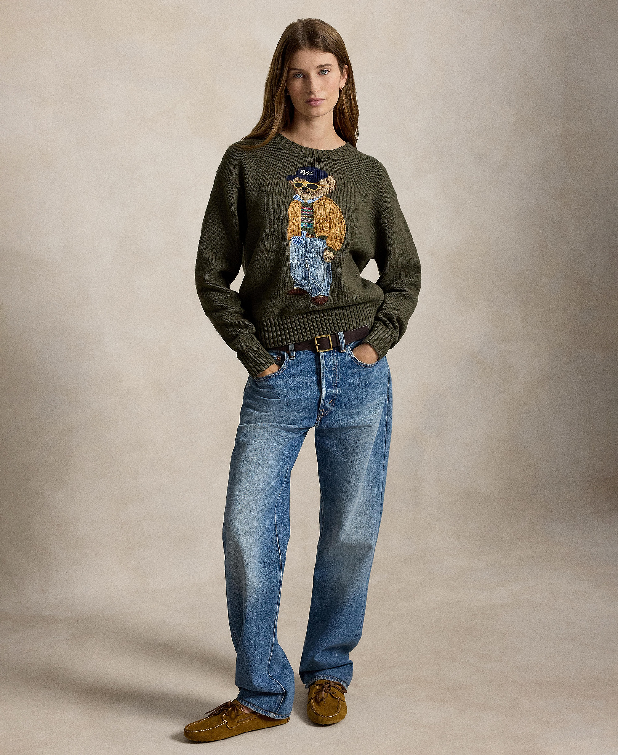 Polo Ralph Lauren Women's Cotton Crewneck Sweater - Marled Olive