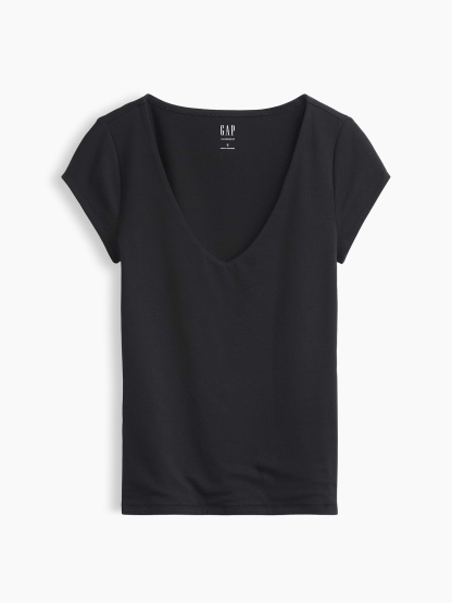CloseKnit Jersey V-Neck T-Shirt - Black
