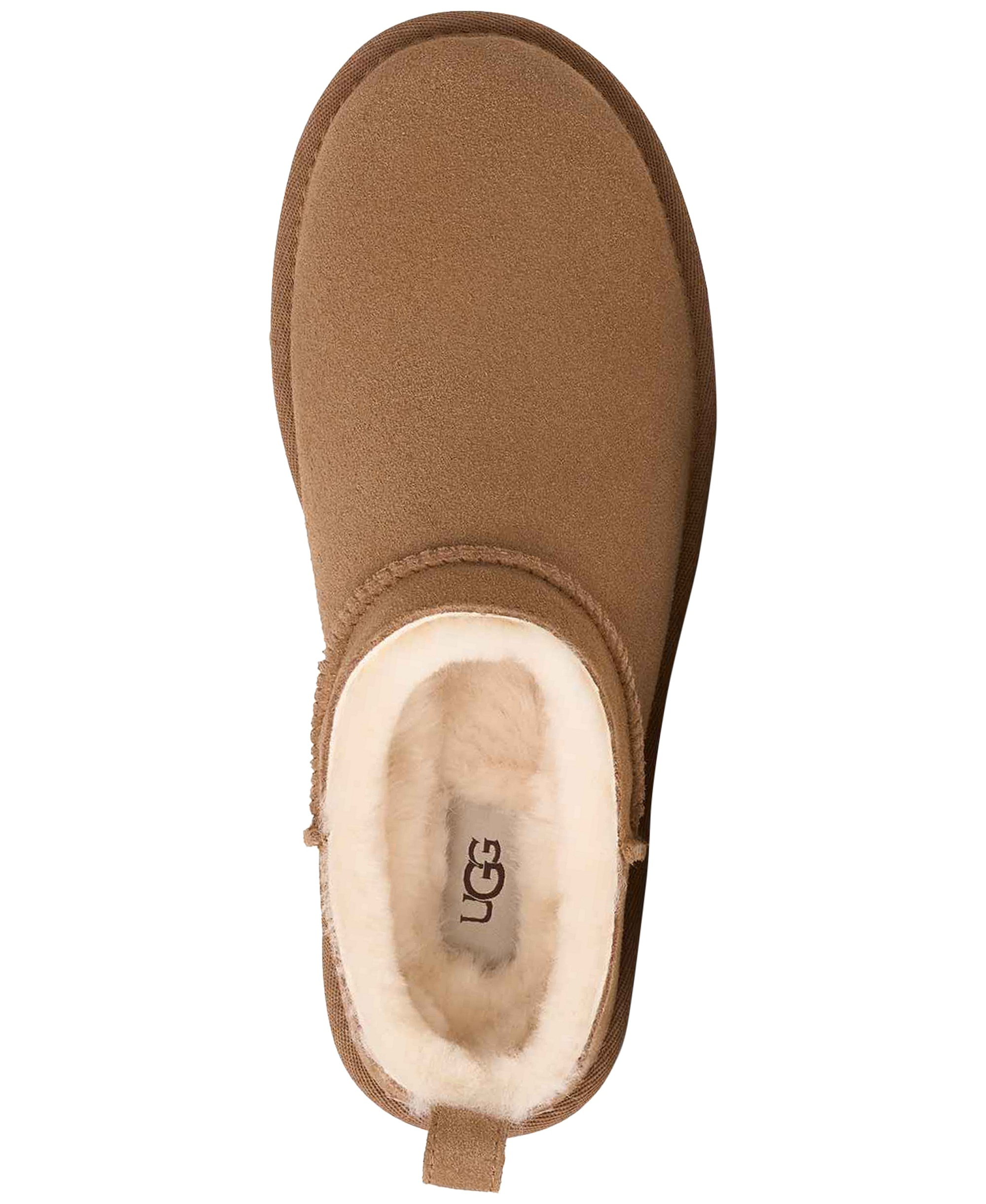 UGG® Women's Classic Micro Pull Tab Round Toe Booties - Chestnut