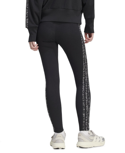 adidas Women's Seasonal Essentials Animal Print 3-Stripes Leggings - Black/multicolor/grey Four