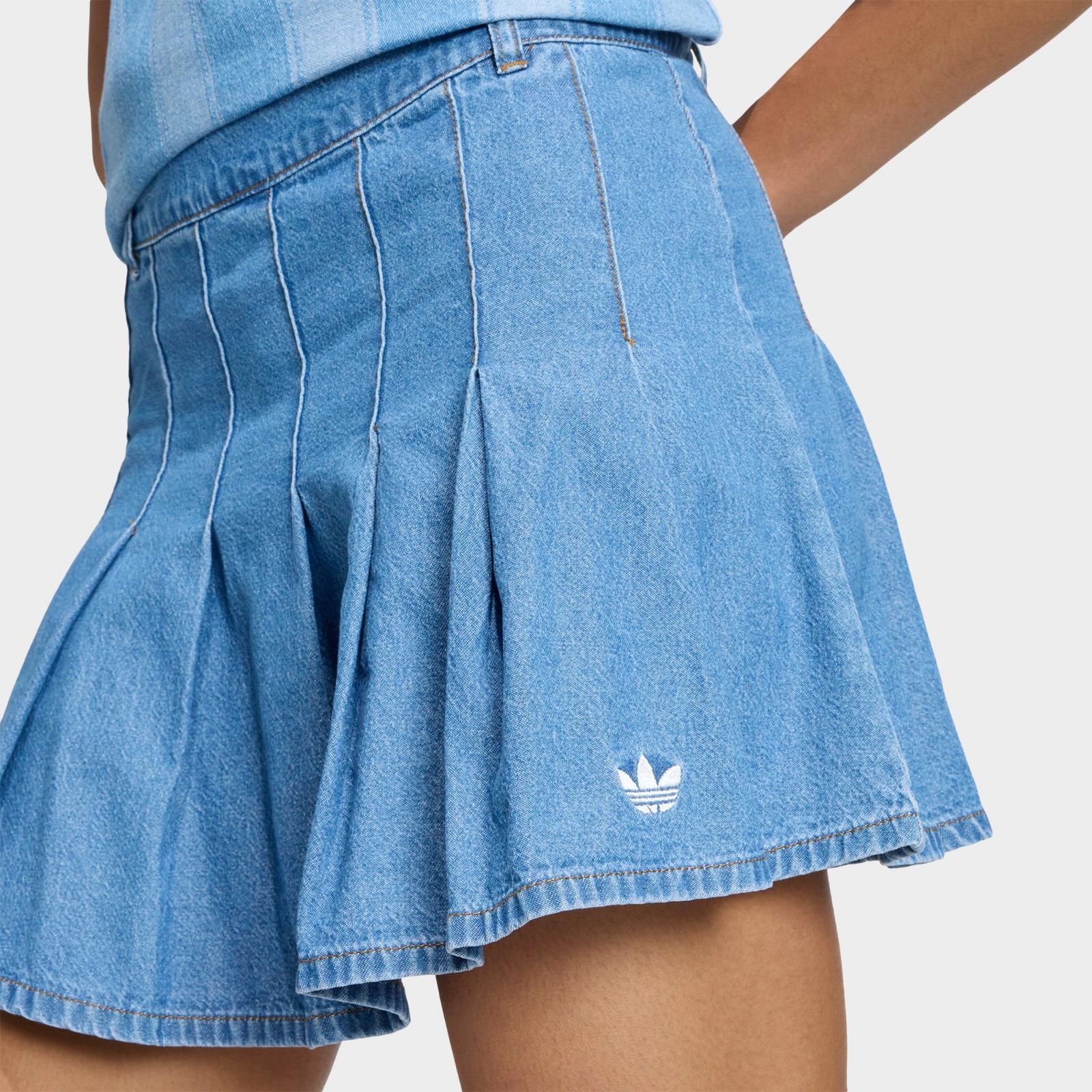 Women's adidas Originals Denim Pleated Skirt - Indigo Denim - view 4