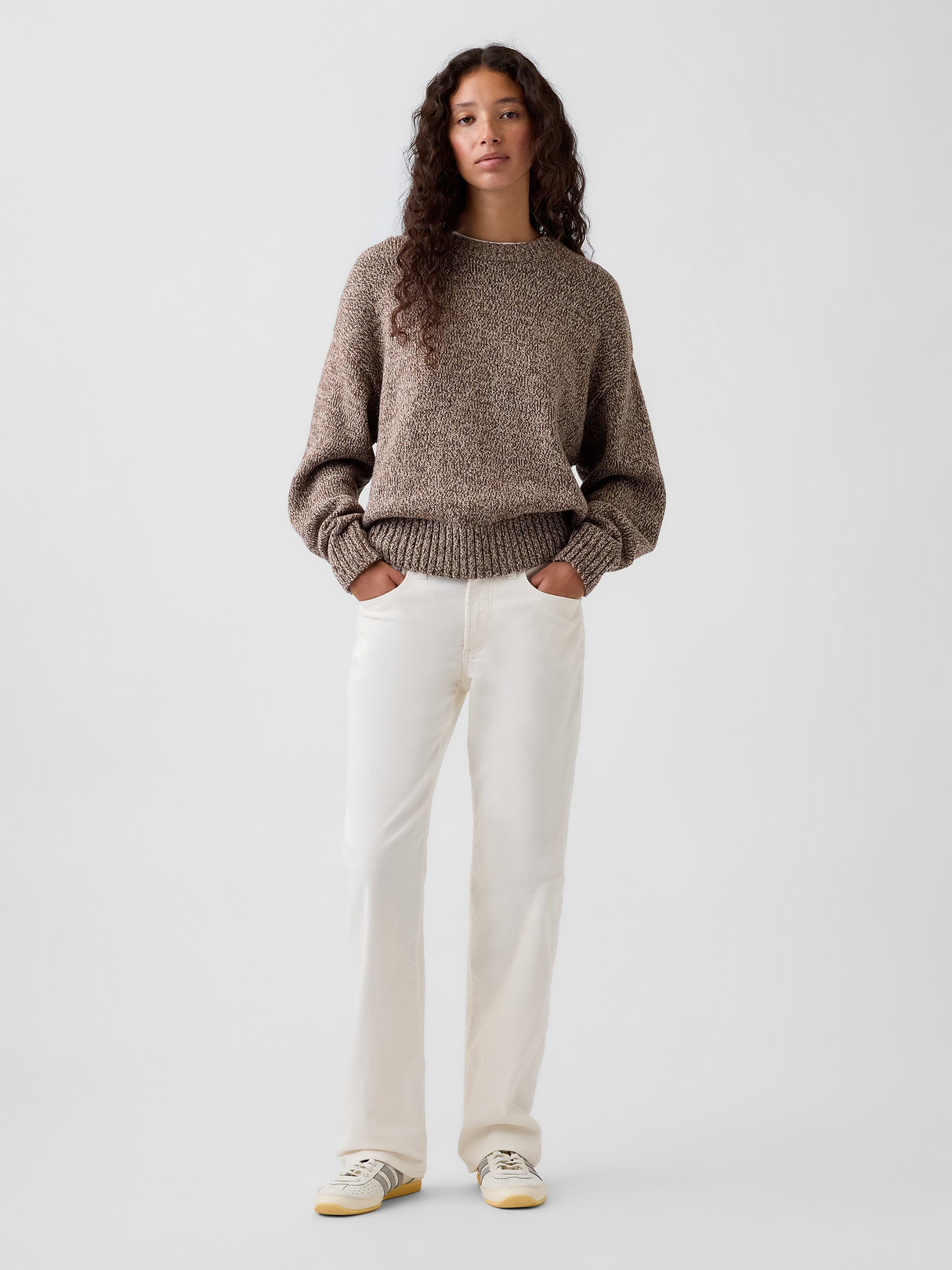 Mid Rise Relaxed Straight Jeans - Ivory beige frost