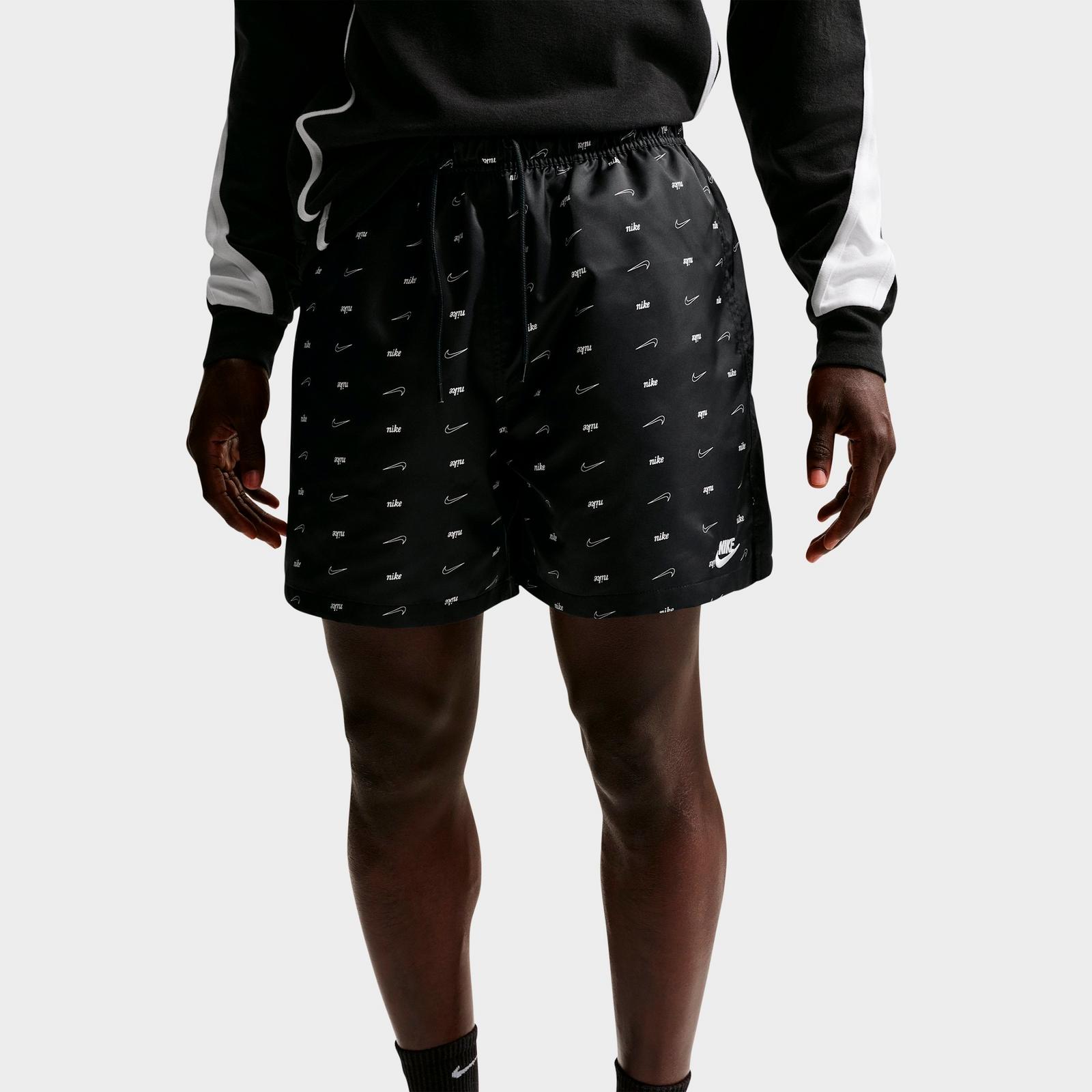 Men's Nike Sportswear Club Monogram Woven Flow Shorts - Black/White
