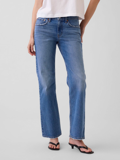 Mid Rise Relaxed Straight Jeans - Medium wash