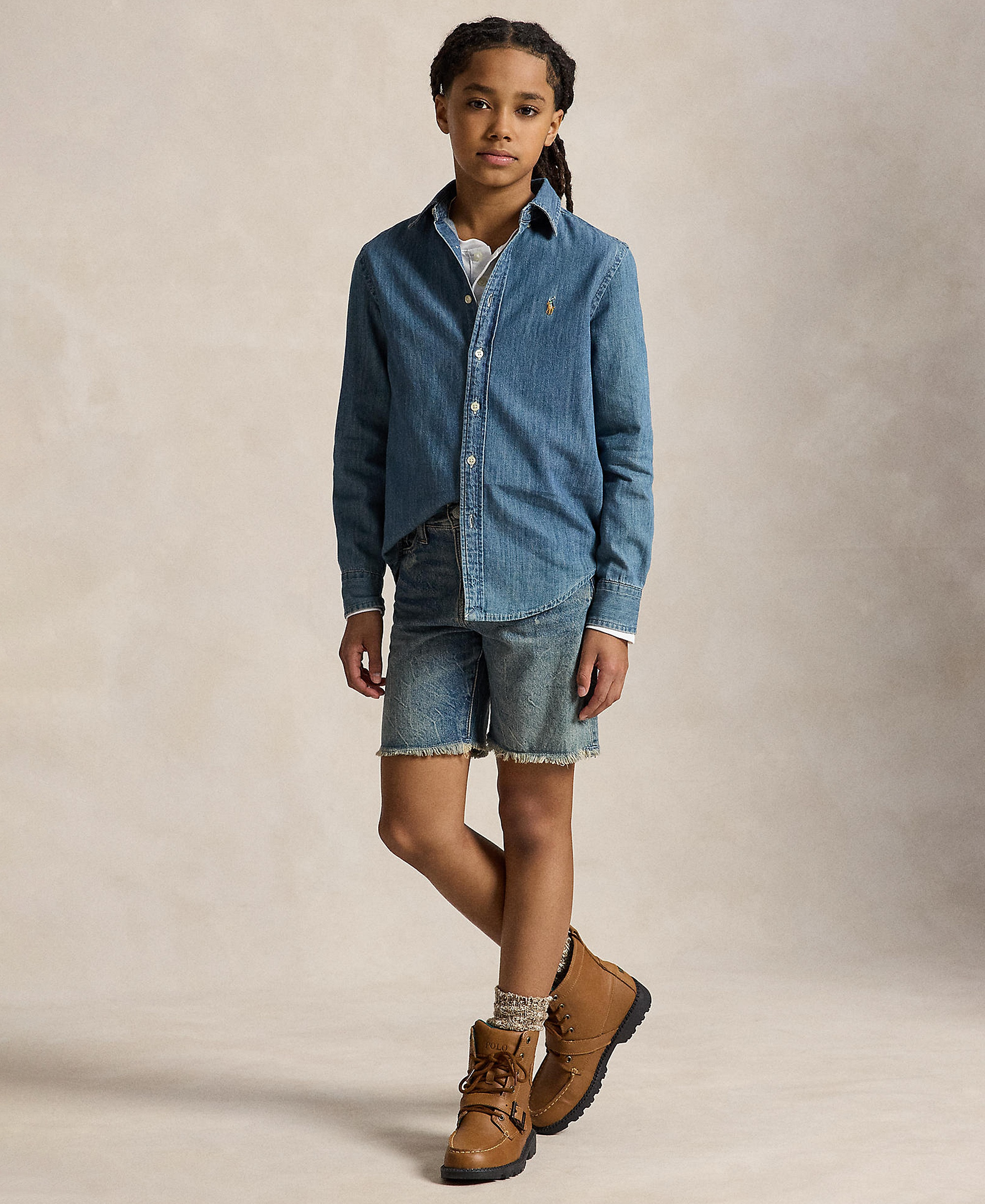 Polo Ralph Lauren Big Boys Cotton Chambray Sport Shirt - Dark Blue